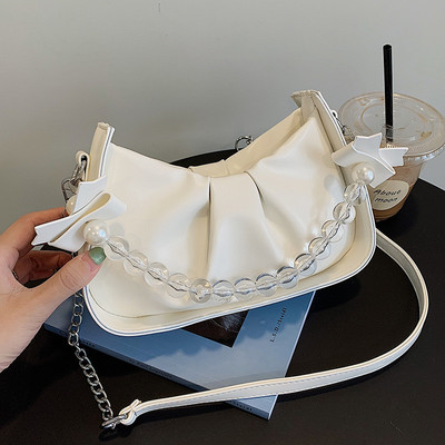 休闲链条白色云朵腋下包
