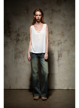 小喜家Hanes x Karlal 2025夏季新款亚麻棉系扣休闲打底薄款背心