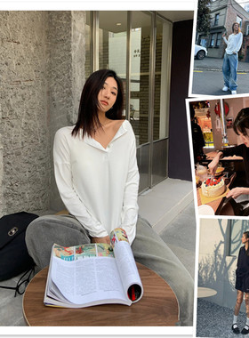 小喜家 国内现货 25早秋 Hanes x Karlal薄款长袖宽松亨利衫 两色