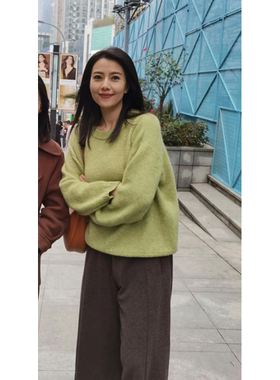 高圆圆 26早春 Hanes x Karlal 活力亮色冬天100%羊绒厚实针织衫