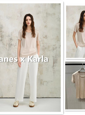 小喜家Hanes x Karla 2025春夏新款冰感凉爽小宽松圆领短袖T恤
