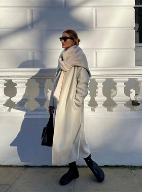 小喜家现货 A*NINE B*ING 超气质白色睡袍风格羊毛羊绒大衣外套