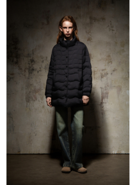 25秋冬 Hanes x Karlal 暗纹小立领中长款厚羽绒服 三色