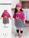 女童宝宝草莓熊条纹吊带假两件T恤裙萌趣可爱卡通连衣裙 ins夏款