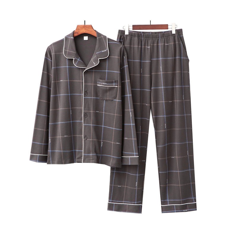 纯棉家居服宽松睡衣长袖开衫套男