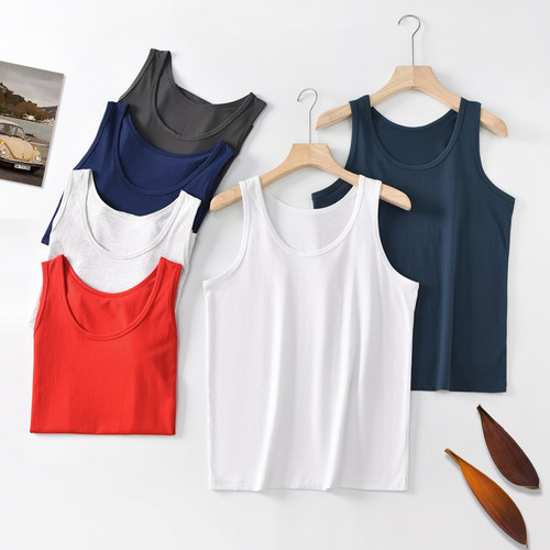 中老年宽松100%纯棉男背心透气