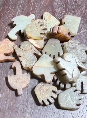 高古中古明清古玉动物挂件DIY配件兔子蝉龟吊坠卡通玉坠玉佩收藏