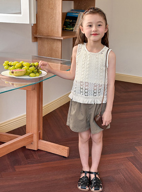 Ambb艾摩贝贝女童2024夏季新品儿童镂空背心