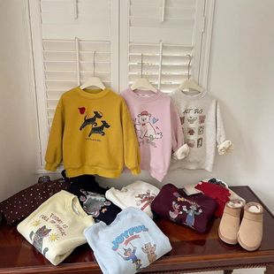 艾摩贝贝儿童冬款 卡通复合一体绒上衣男女童加厚350克撸猫绒卫衣