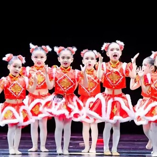 元日灯笼喜庆幼儿舞蹈裙冰糖葫芦演出服乐新春中国娃娃舞蹈表演服