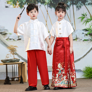 曹县马面裙儿童合唱演出服汉服女运动会六一表演唐装古装中小学