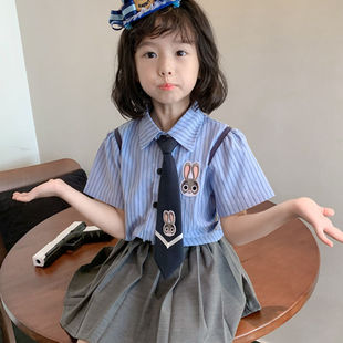 女童套装夏装2025新款洋气儿童JK制服套裙小女孩半身裙学院风裙子