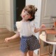 网红短裤 女童套装 两件套 洋气衬衫 女宝宝儿童蕾丝韩版 2025夏装 新款
