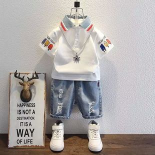 男童套装夏季2025新款儿童男孩4岁休闲3T恤帅气男宝宝潮童两件套