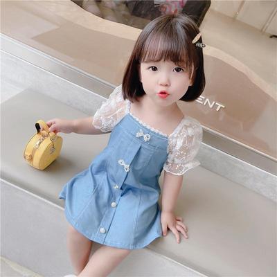 女童牛仔短袖连衣裙夏季公主裙