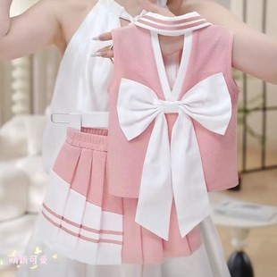 儿童学院洋气背心夏季 2025新款 女孩百褶裙两件套 夏装 女童套装