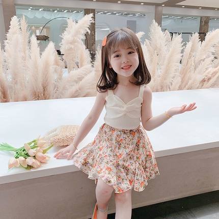 女童套装2025新款女宝宝夏季背心裙子两件套碎花韩版儿童洋气套裙