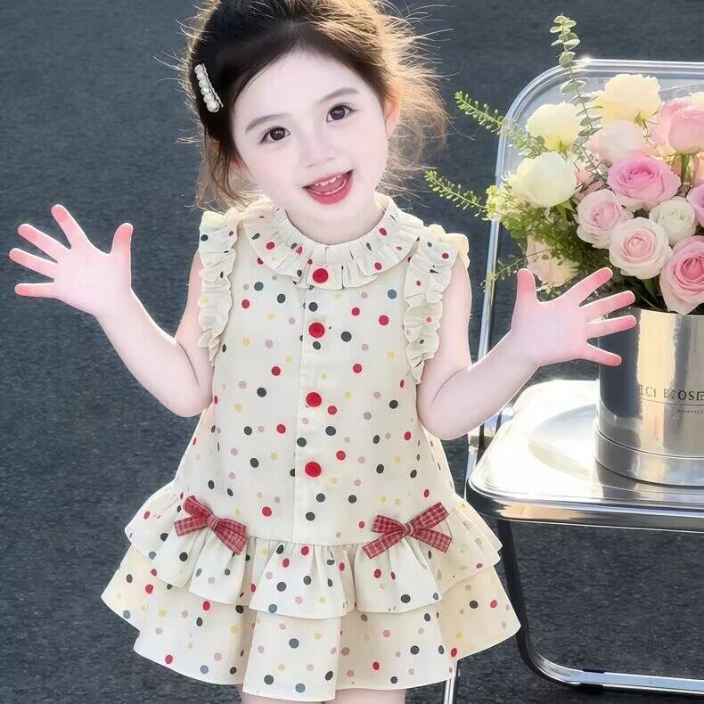 女童连衣裙夏装2026新款儿童夏季波点韩版女宝宝背心裙甜美公主裙
