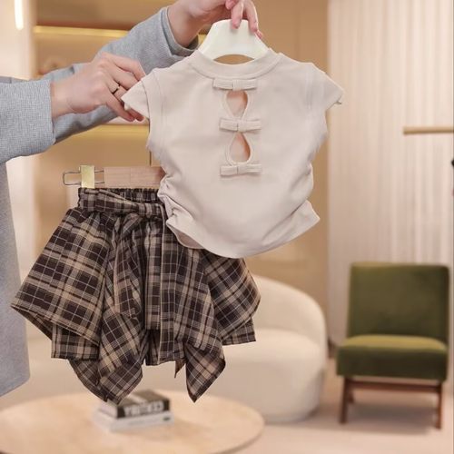 女童套装夏装短袖花苞裤两件套裙