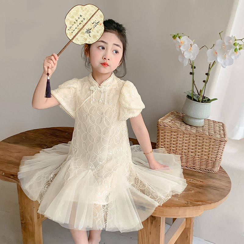 女童公主裙夏装2025新款儿童泡泡袖网纱连衣裙洋气女孩中国风裙子,童装/婴儿装/亲子装,连衣裙,淘宝优惠券,粉丝福利购,淘宝优惠卷