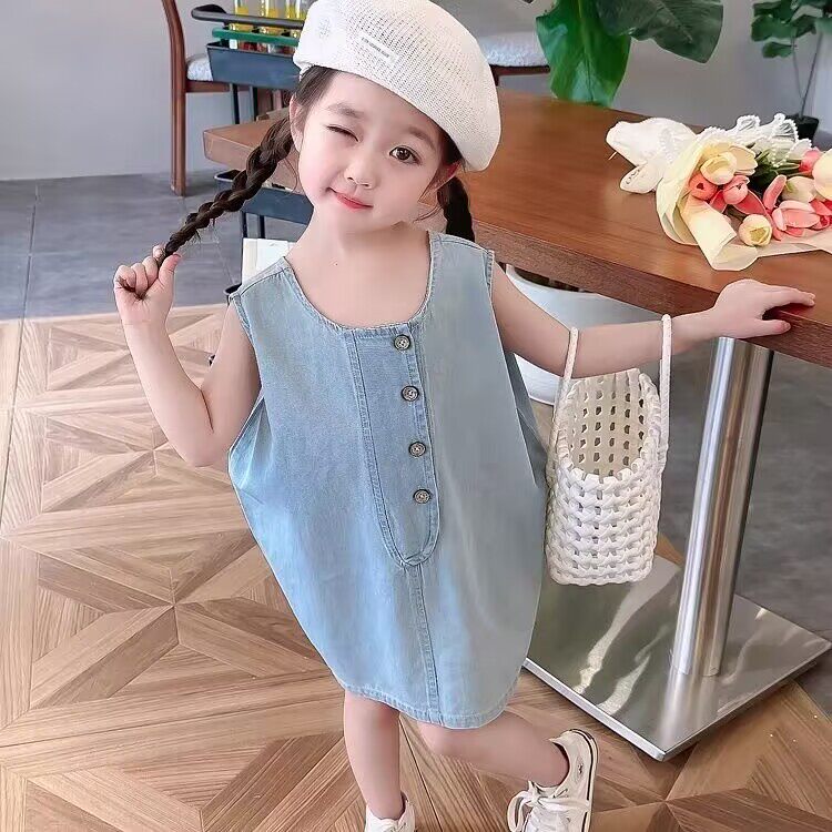女童连衣裙夏季2026新款儿童女宝宝韩版背心裙牛仔裙洋气公主裙子