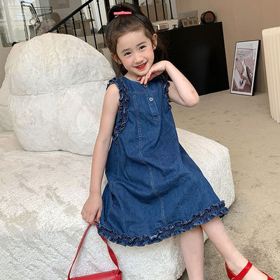 女童连衣裙韩版洋气儿童牛仔裙