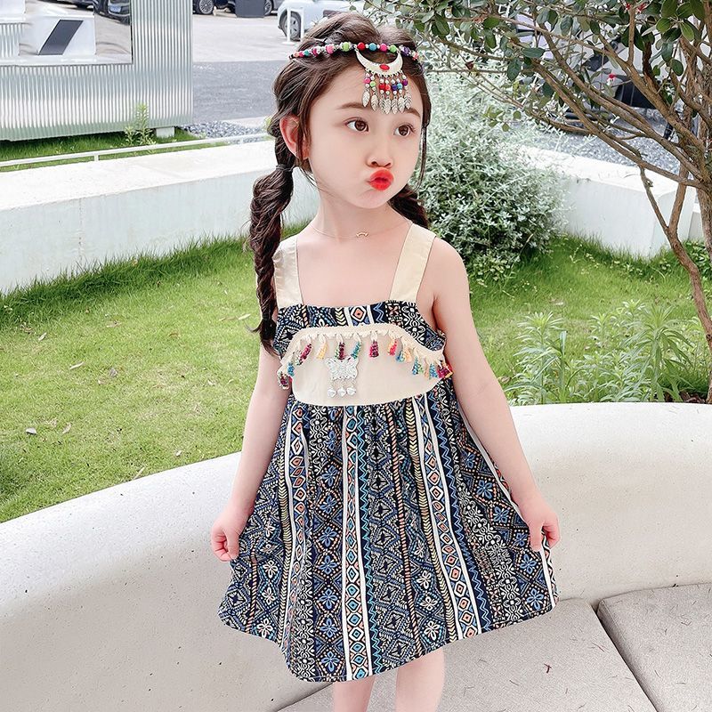女童连衣裙夏季民族风吊带裙