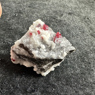 辰砂Cinnabar + 水晶 + 白云石 精品矿物晶体矿物标本矿石原石