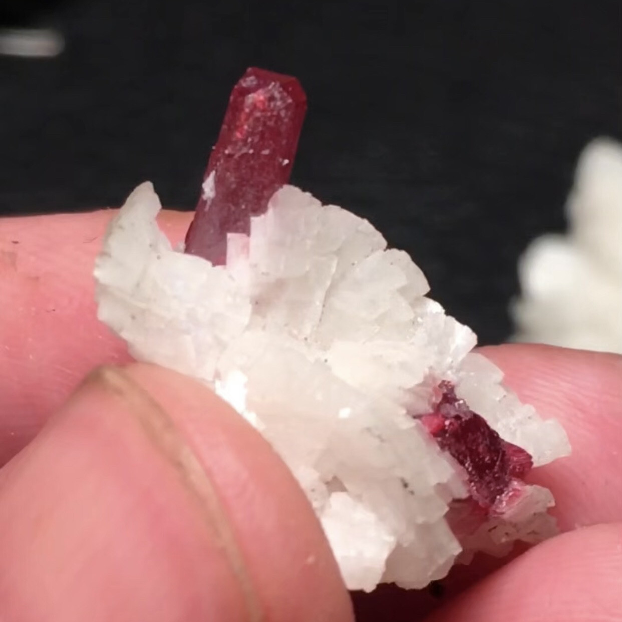 辰砂Cinnabar +白云石 精品 矿物晶体 矿物标本 原石 宝石 收藏品