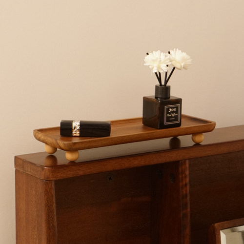 实木香薰托盘中古风高脚香水蜡烛饰品家居摆件浴室洗漱台托盘子