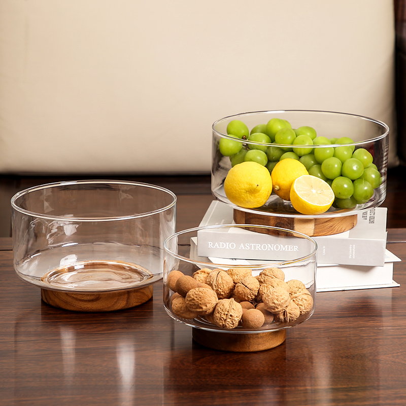 复古玻璃水果盘网红轻奢高档家用客厅茶几零食瓜子糖果盘沙拉果盘