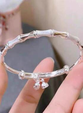 竹节银手镯女纯银足银实