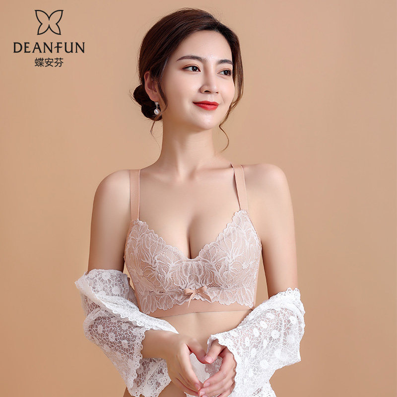 蝶安芬无钢圈文胸女夏季3/4罩杯V型调整舒适纯色蝴蝶结性感内衣