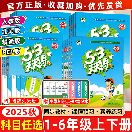 2025秋53天天练上下册一1年级2二3四4三5五6六人教版部编RJ语文数学英语全套练习册小学同步训练一课一练精通北师五三全优试卷