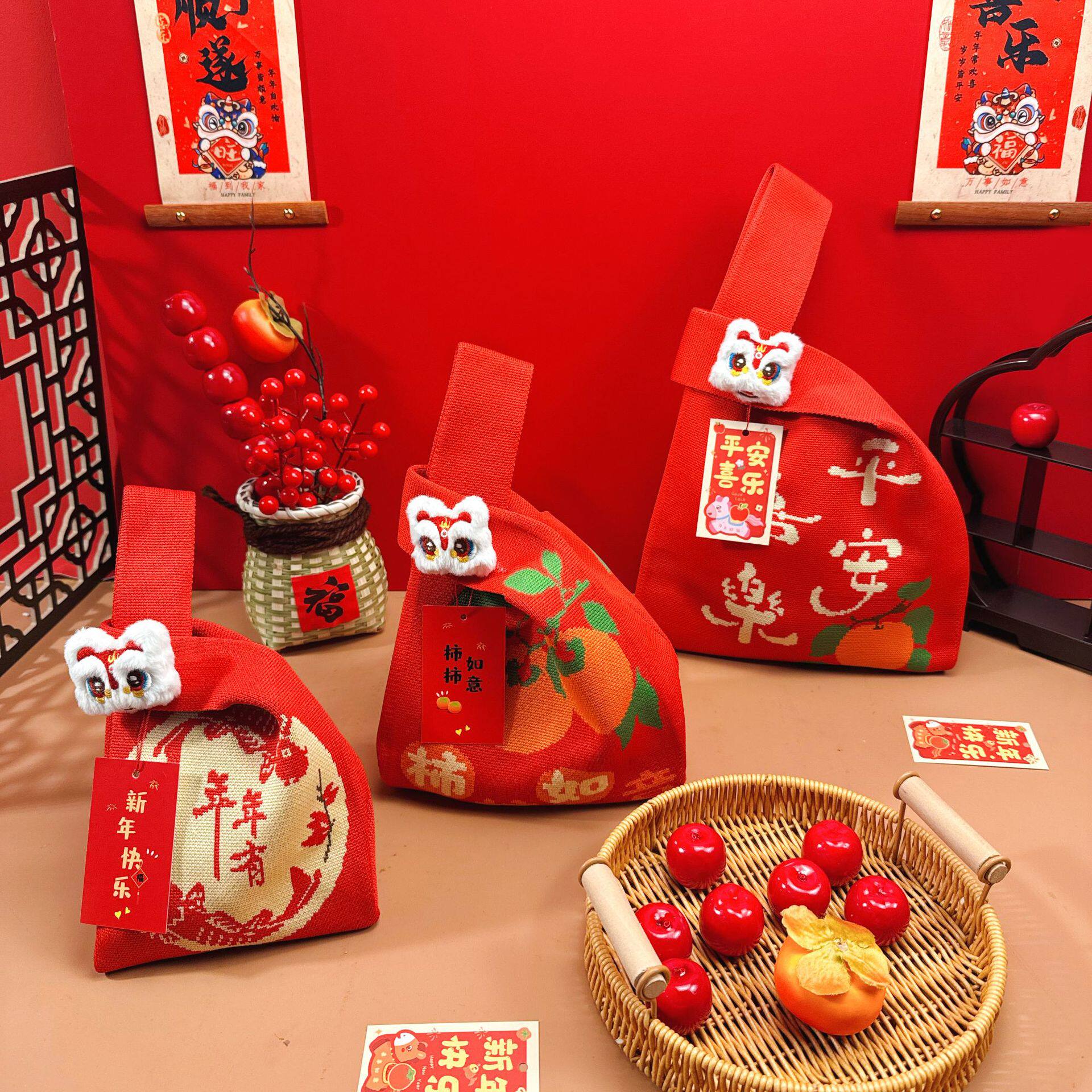 2026新年红色福袋中国风手提袋春节拜年礼物大容量礼品袋伴手礼包