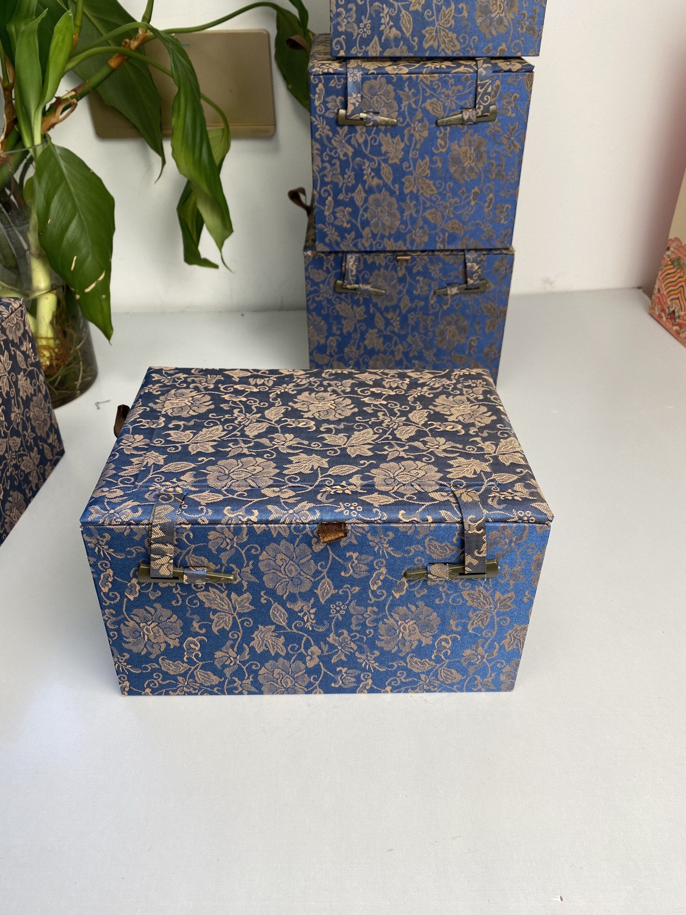 新款花纹锦盒紫砂壶茶杯包装盒古玩瓷器空盒子建盏空盒礼品收纳盒