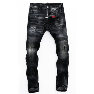 2025DS春夏新款破洞小脚男士破洞潮夜店港风高修身广州发货D2男