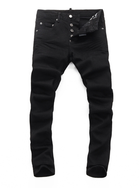 2025DS春夏新款破洞小脚男士破洞潮夜店港风蓝色紧身广州发货D2男