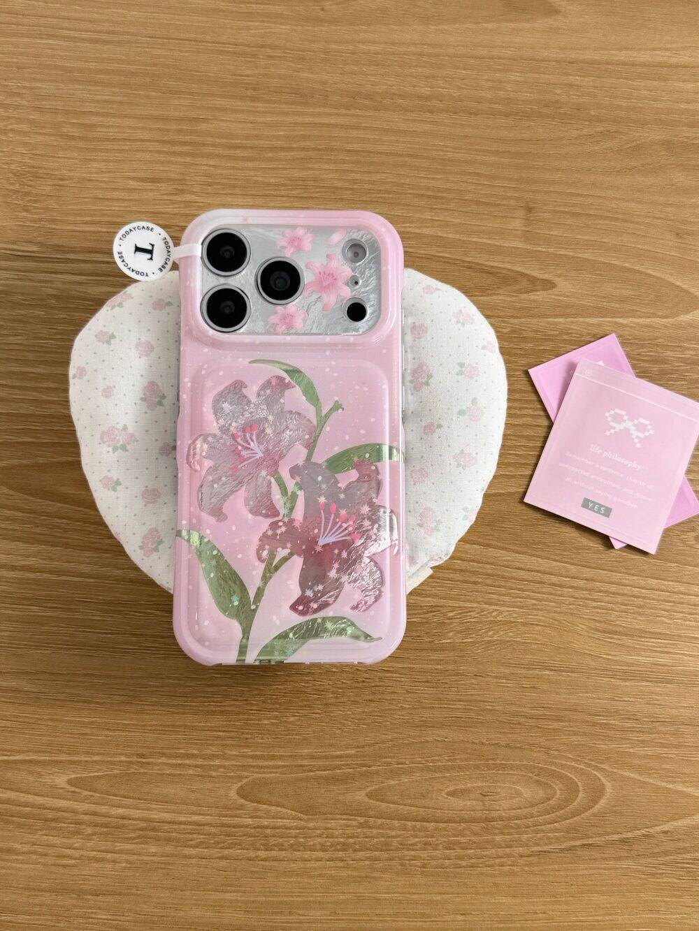 西多士ins粉色百合花适用苹果18promax全包iphone17高级感16/15手机硬壳