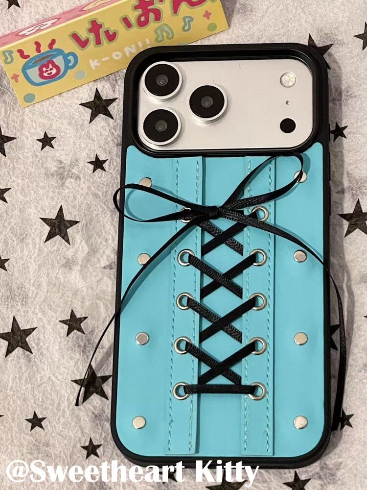 西多士ins辣妹蓝色束腰绑带蝴蝶结适用iphone17promax苹果16手机壳15女