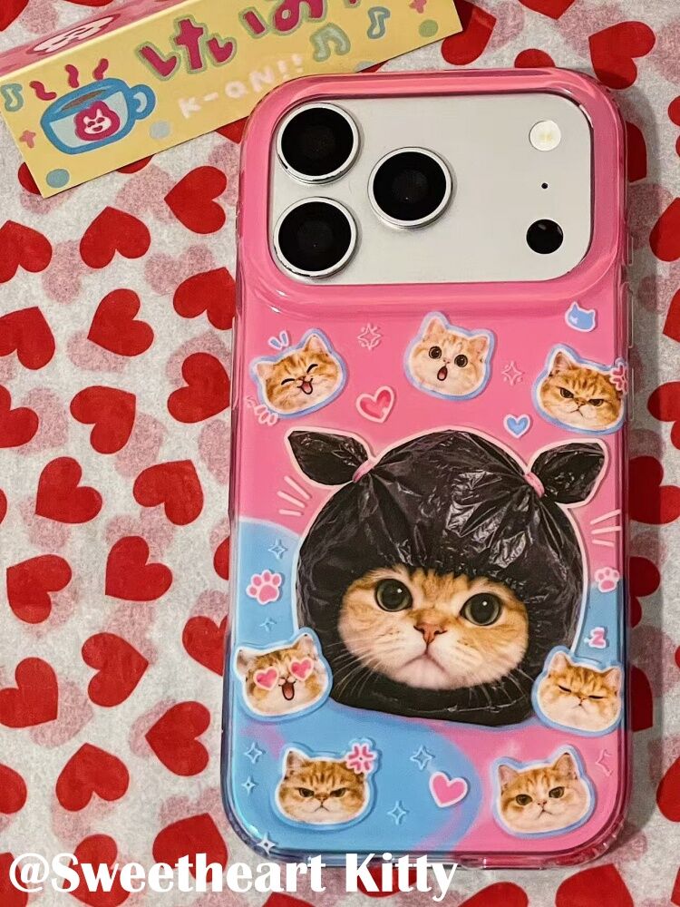 西多士ins粉色可爱垃圾袋头套小猫适用iphone17promax苹果16手机壳15女