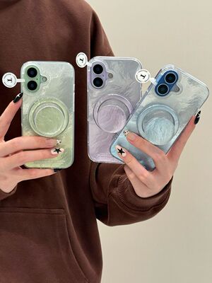 西多士渐变色冰川纹适用苹果iphone17磁吸16支架15/14小众ins高级手机壳