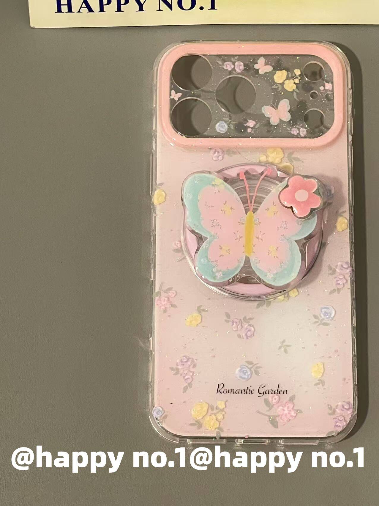 西多士氛围感小碎花粉蝴蝶磁吸适用苹果iPhone手机壳防摔双层16少女防水