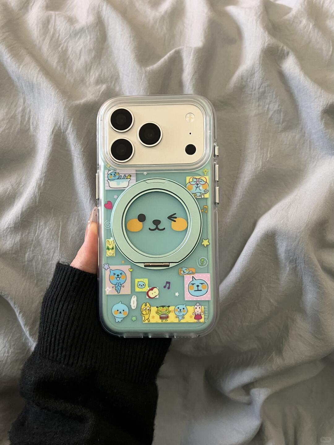 西多士韩风透蓝底酷儿插画适用14promax苹果16手机壳全包边女款iPhone17防摔保护套16promax个性iPhone15小众
