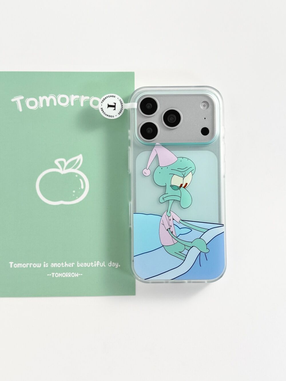 西多士可爱起床章鱼哥适用苹果17promax磨砂iphone16透明15薄荷绿手机壳