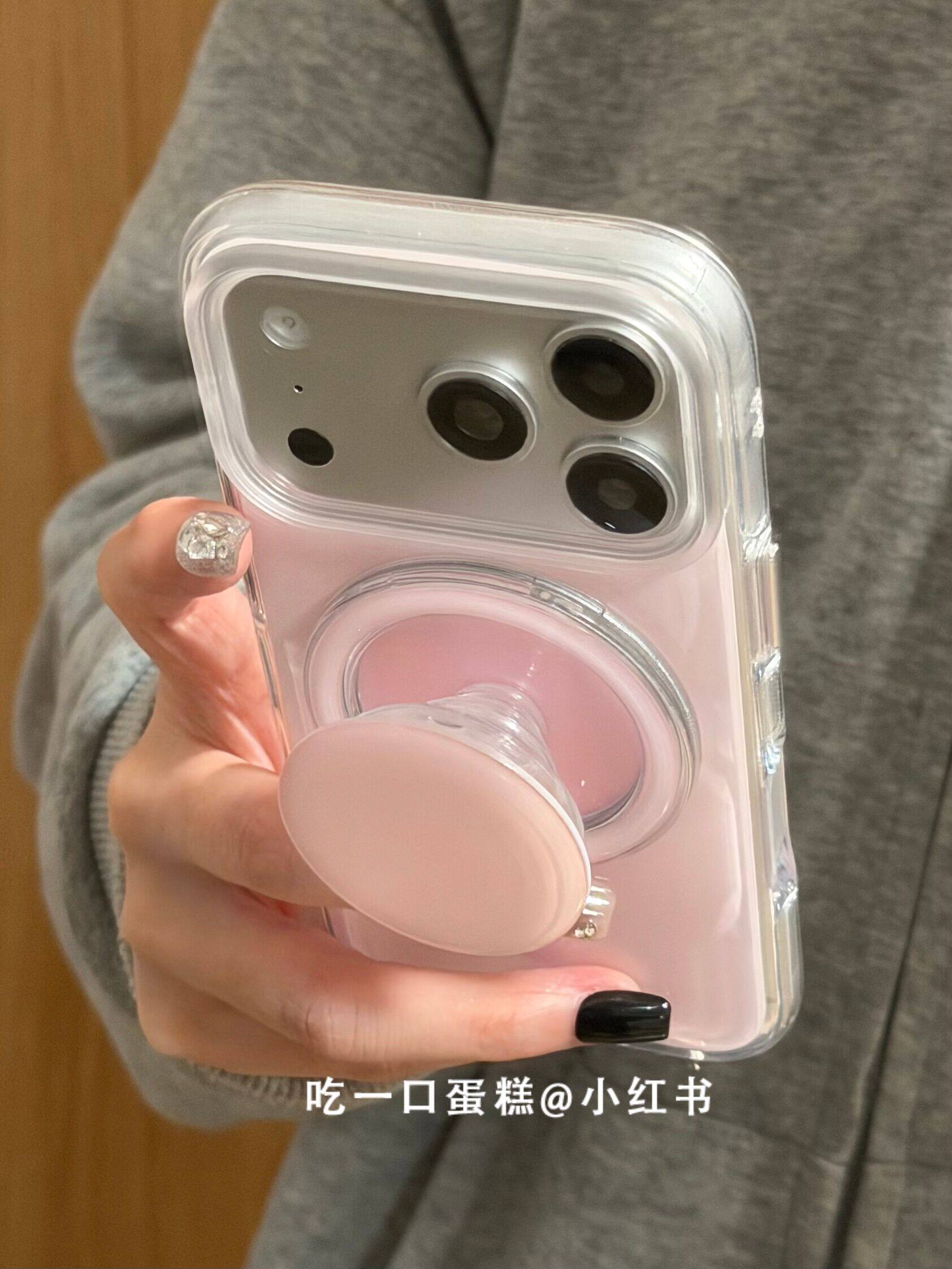西多士纯粉底英文圆形粉色支架适用苹果17promax手机壳iphone16151413磁吸