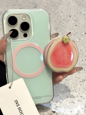 西多士简约薄荷绿半颗芭乐适用iphone16promax手机壳苹果15pro磁吸14/13支架17promax