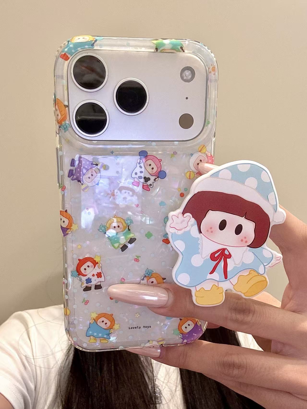 西多士适用于iphone17promax手机壳童趣16pm不同造型波点睡帽短发女孩15