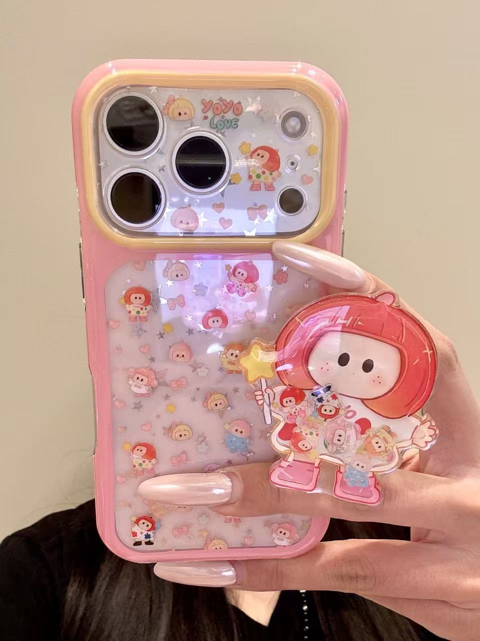 西多士适用于iphone18promax手机壳童趣17pm粉边透明底星星红发女孩16pm