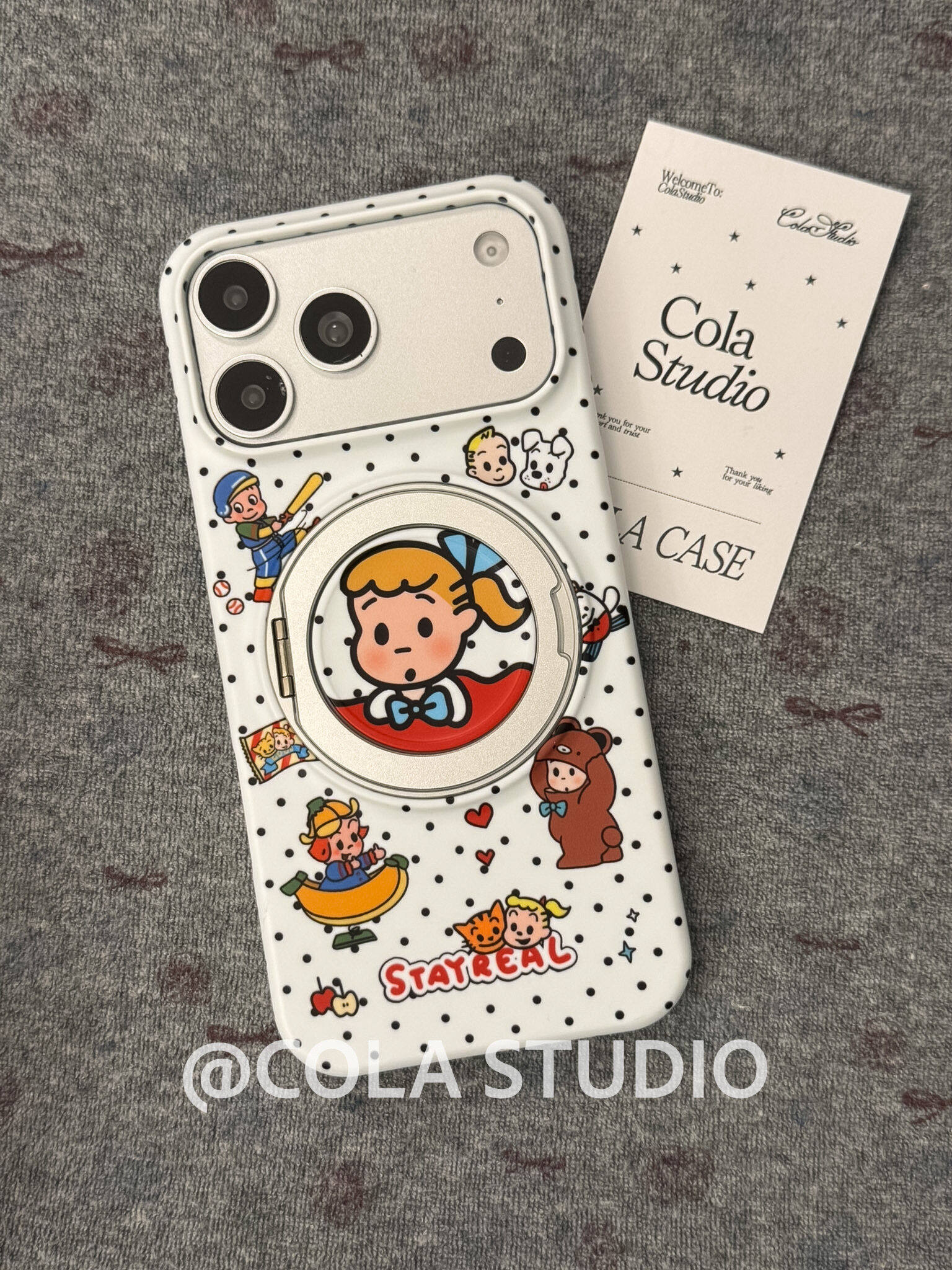 西多士菲林三包硬古早黑白点原田小孩支点适用苹果16手机壳iPhone17pro